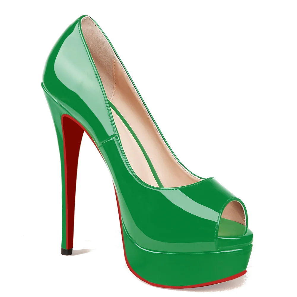 150mm Red Bottom Sky High Platform Pumps Women High Heels-MERUMOTE