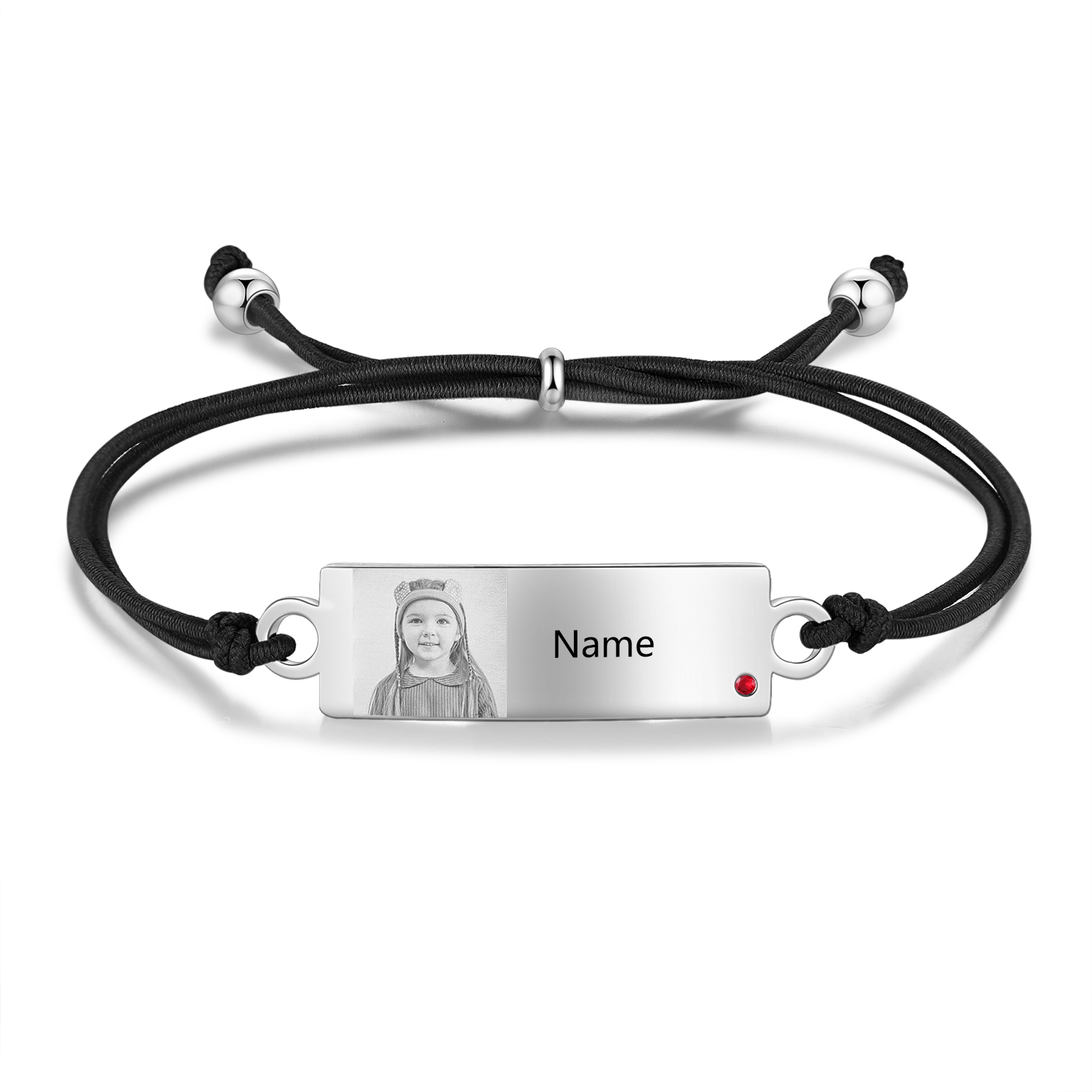 Braccialetto regorabile 1 foto e 1 nome e 1 pietra di nascita personalizzati regalo per scuola bambina