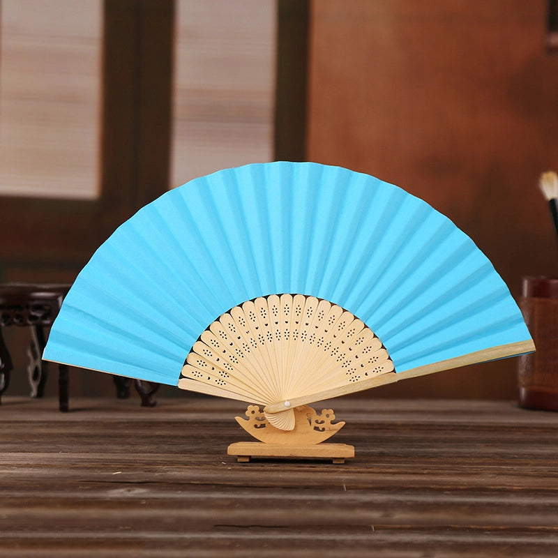 7-inch White Paper Fan Blank Folding Colorful Children’s Drawing Fan Diy Handmade Coloring Plain Surface Office Bamboo Crafts