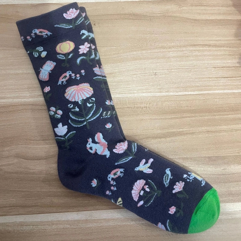 Women’s Minimalist Human Houndstooth Cotton Crew Socks A Pair