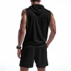 Men's Loose-Fit Casual Hooded Vest And Shorts Athletic Set by Inlyline