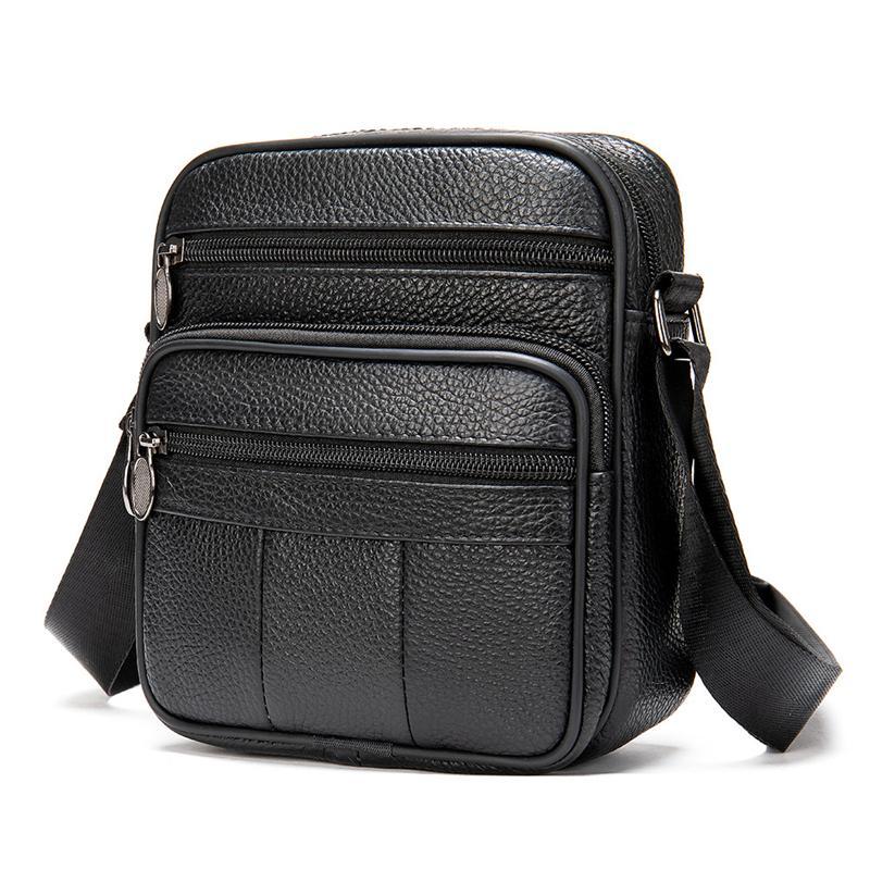 Men's Vintage Style Casual Leather Solid Color Crossbody Packs Shoulder Bag