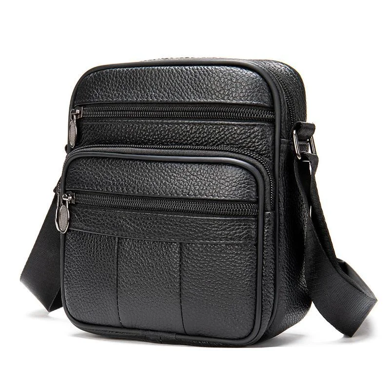 Men's Vintage Style Casual Leather Solid Color Crossbody Packs Shoulder Bag