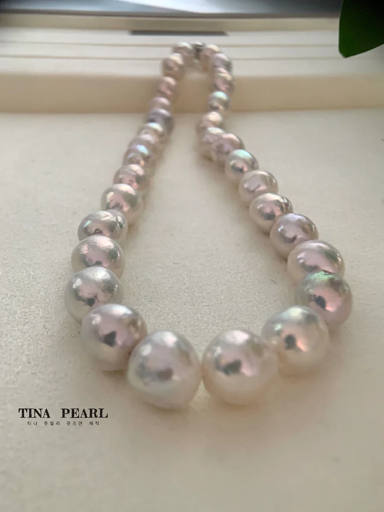 TINAPEARL Fresh water shaped pearl infinity love Aurora necklace