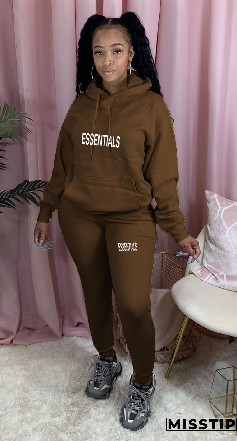 Winter Hooded Sweatshirt Skinny Pants Tracksuit
