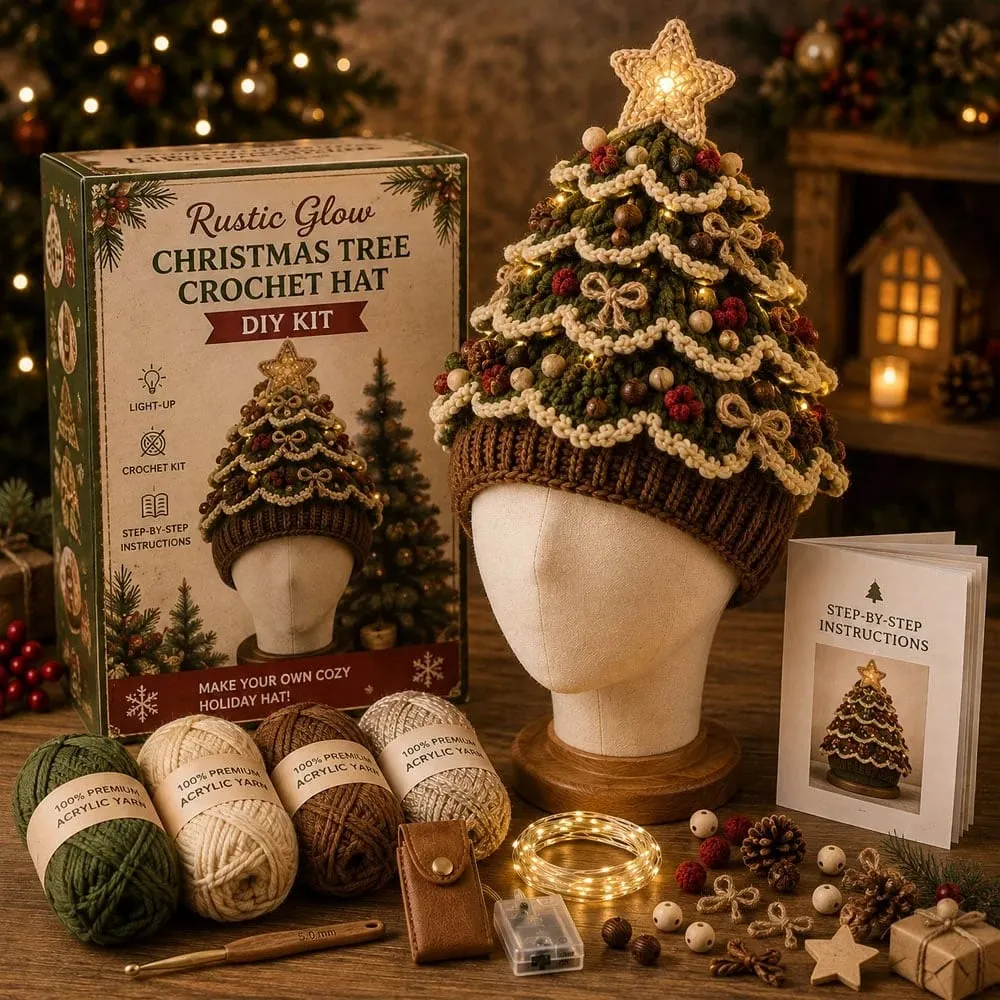 Rustic Glow crochet tree hat