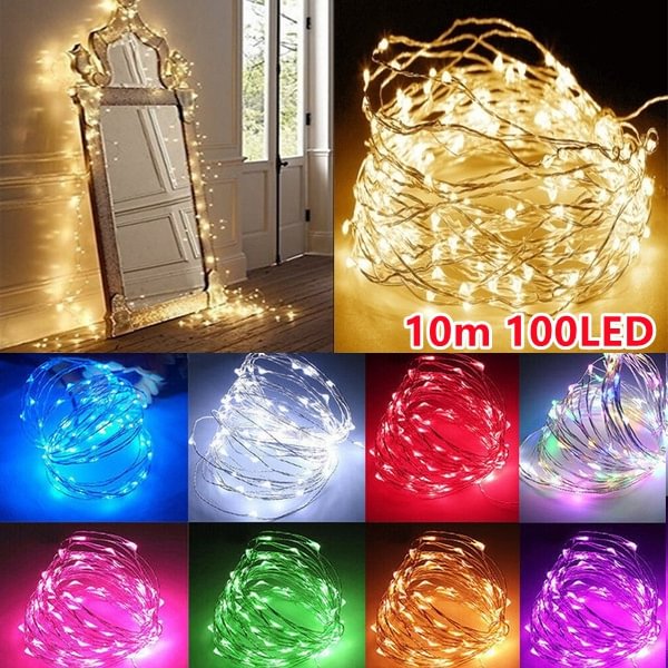 10/20/30/50/100 LED 2 Modes Fairy String Lights Battery Operated Copper Wire Fairy Light for Christmas Xmas Party Wedding Home Decoration LED String Lights - Shop Trendy Women's Fashion | TeeYours