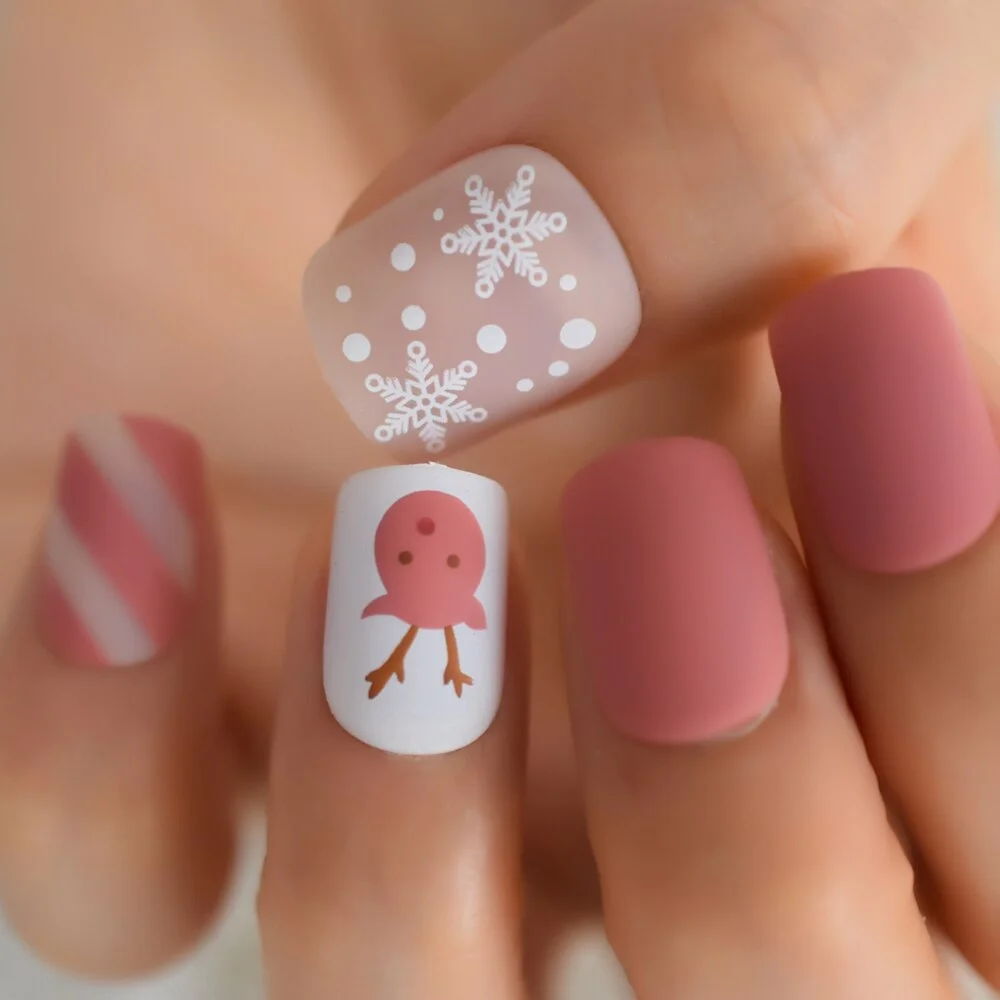 Dear Fingernails Simple Design Square Lovely Nails Short Art Nails Tips Supplies For Professionals Snowly Winter Christmas EchiQ