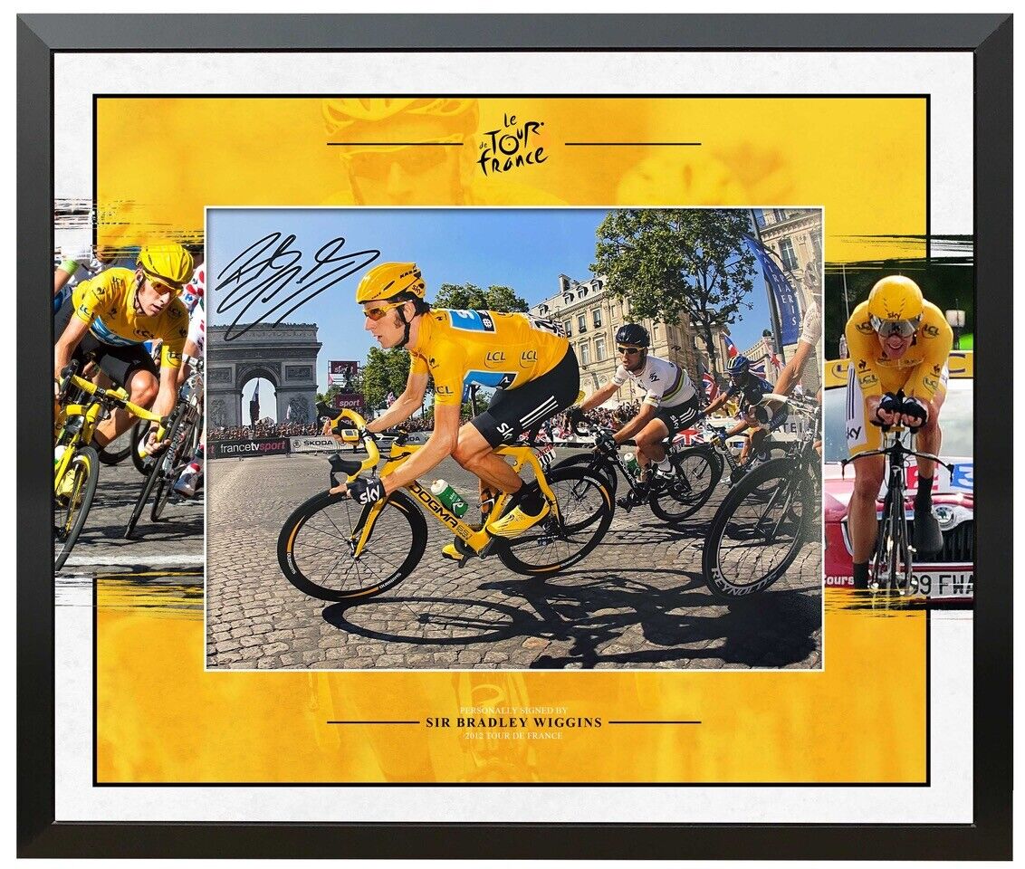 Bradley Wiggins Signed & Framed 16X12 Photo Poster painting Tour de France Private SIGNING COA