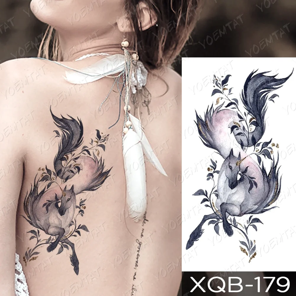 Waterproof Temporary Tattoo Sticker Rose Snake Flower Tattoos Lace Tiger Dragon Body Art Arm Fake Sleeve Tatoo Women
