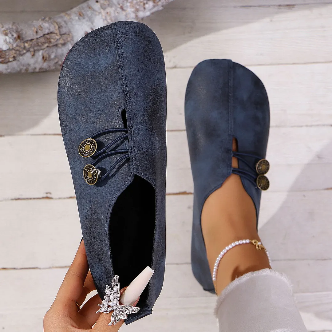 Breakj Breakj Summer And Autumn New Soft Leather Flat Soles Women's Round Head Shallow One-Foot Pedal Large Size Women's Shoes