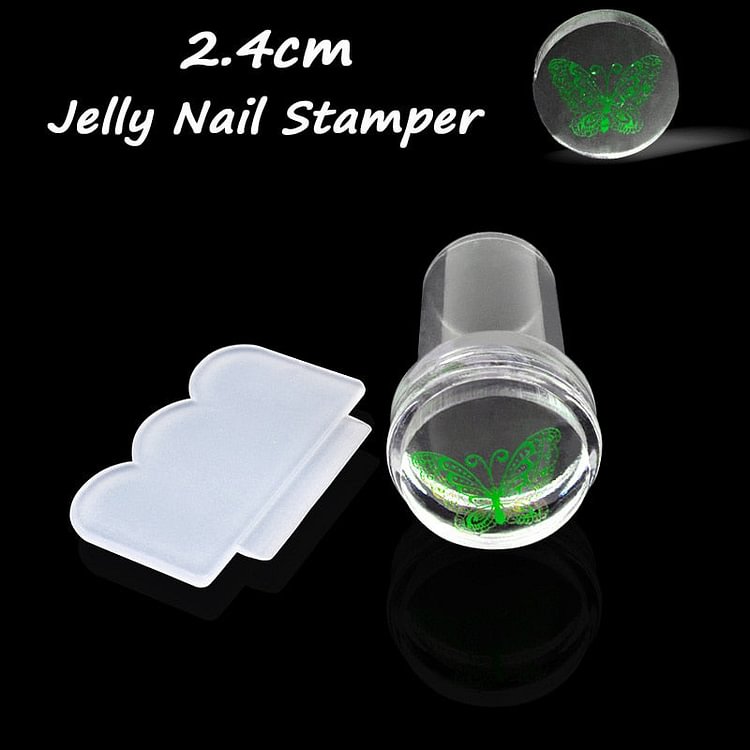 2.4cm New Design Pure Clear Jelly Silicone Nail Art Stamper Scraper Transparent Nail Stamp Stamping Tool