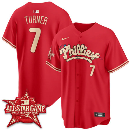 Men's Philadelphia Phillies #7 Trea Turner Red 2026 MLB All-Star Jersey