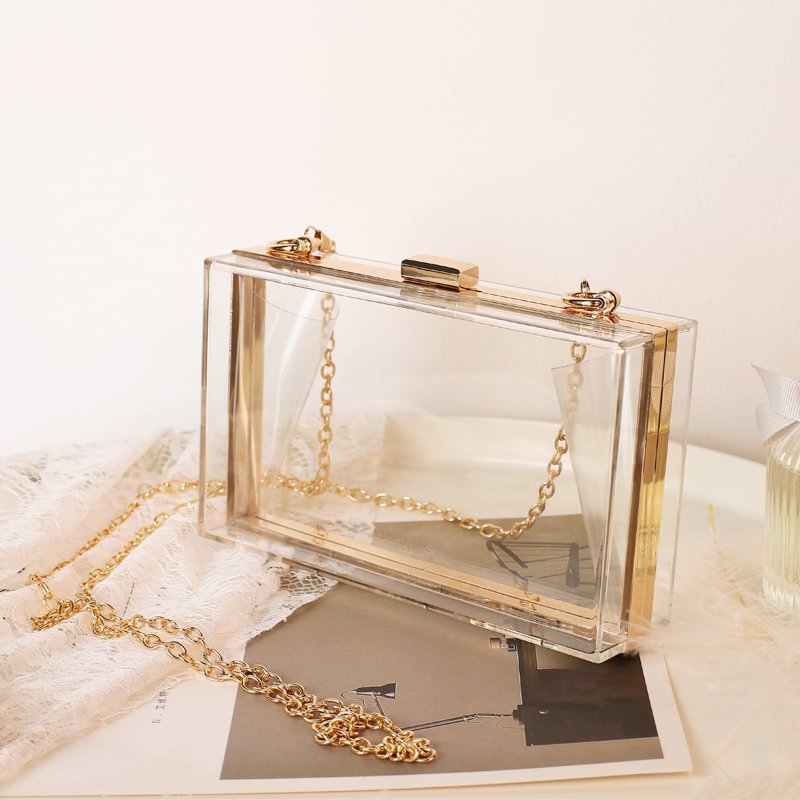 Acrylic Transparent Women Mini Evening Bags-VESSFUL