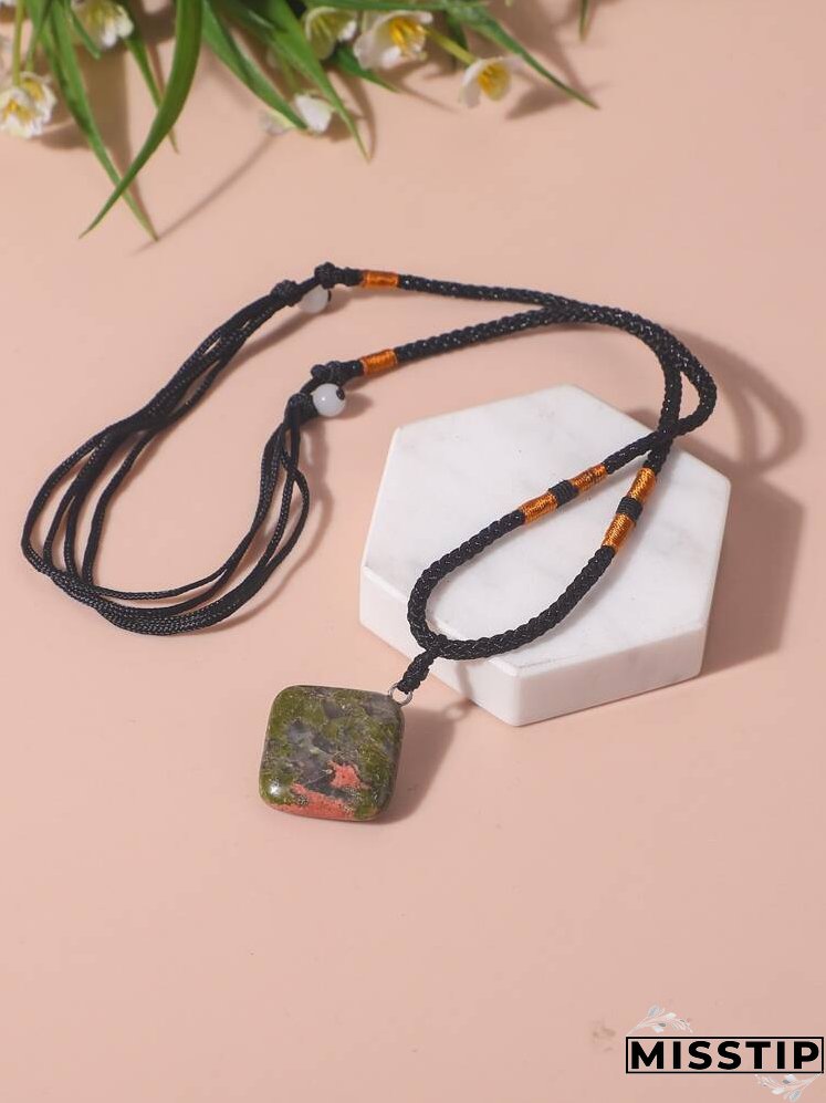Geometric Stone Charm Necklace