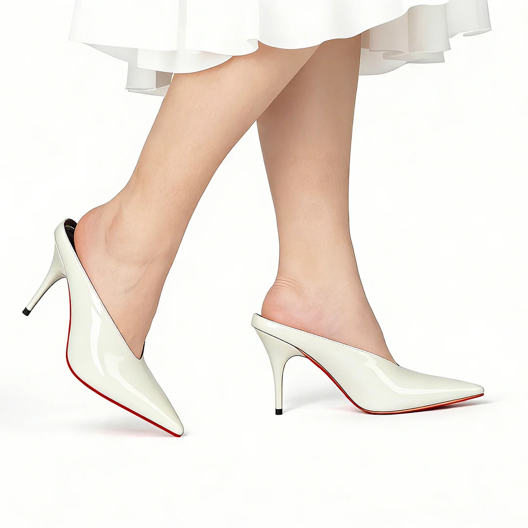 95mm Pointed Toe High Heel Prom Shoes Red Bottoms Pumps Sandals-MERUMOTE