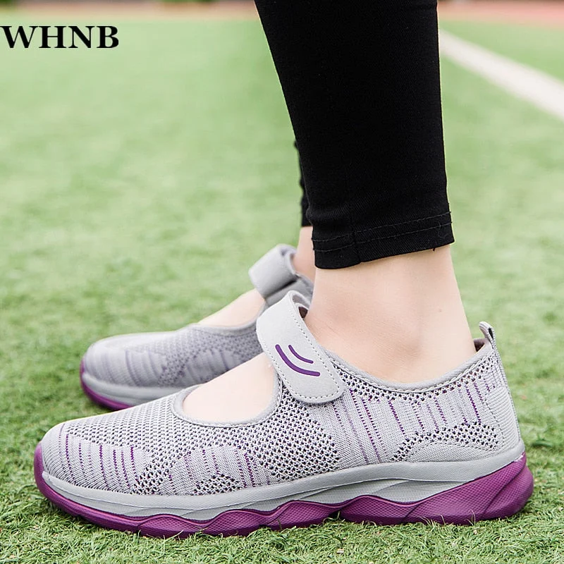 WHNB 2020 Summer Fashion Women Flat Platform Shoes Woman Breathable Mesh Casual Sneakers Women Zapatos Mujer Ladies