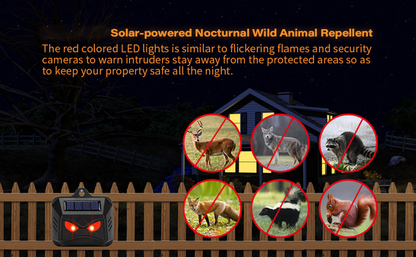 Solar Nocturnal Red LED Lights Animal Repeller