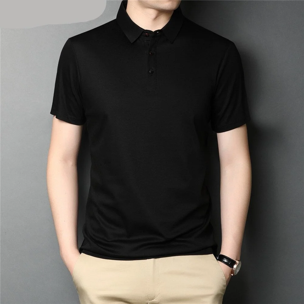 Aonga Brand High Quality Summer Classic Pure Color Casual Short Sleeve 100% Cotton Polo-Shirt Men Soft Cool Clothing C5203S
