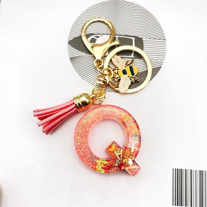 Retro Classic Style Letter Bee Resin Women’s Bag Pendant Keychain