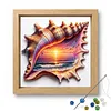 Conch Sunset Glass Bead Partial 11CT DIY Stamped Cross Stitch Kits for Beginners Adults Home Decor Cross Stitch Art and Crafts Kits 14.04x14.04in tapestrymarket