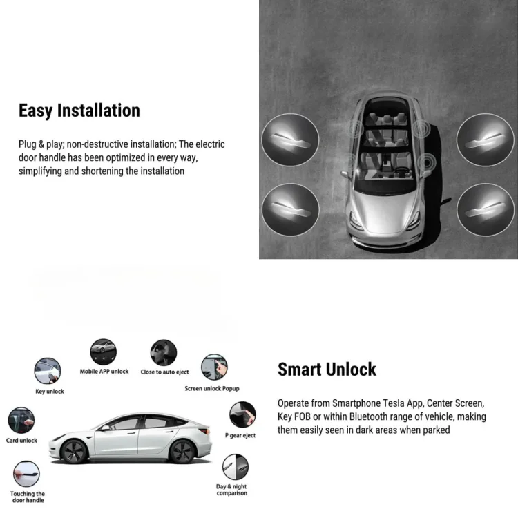 Teslasy Auto Present Door Handle (4 Doors) For Model 3/ Y