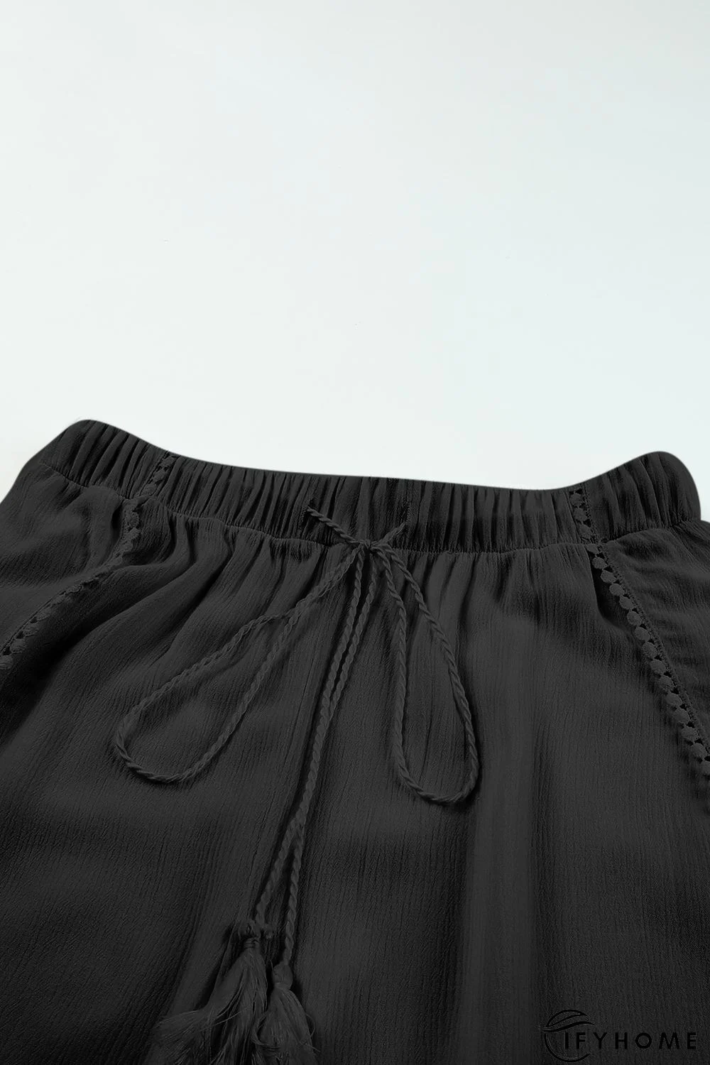 Black Lace Trim Along Split Leg Beach Cover up Pants | IFYHOME