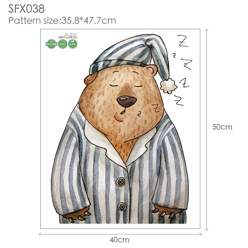 Bear 3D Wall Stickers Home Decor Living Room Decoration Wall Stickers For Kids Rooms Bathroom Children For Stickers Wall Bedroom