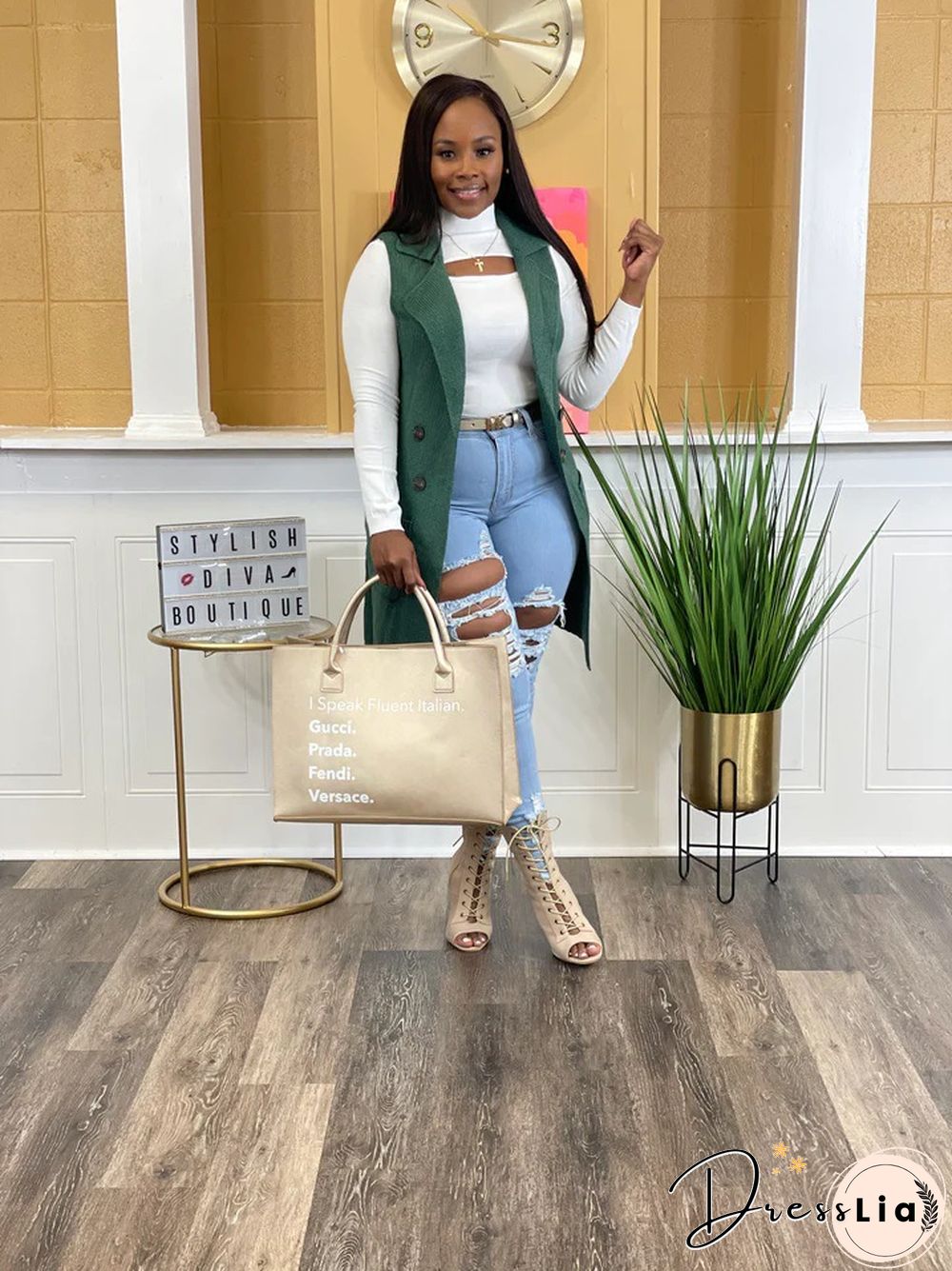 Solid Color Sleeveless knit Sweater Vest Cardigan