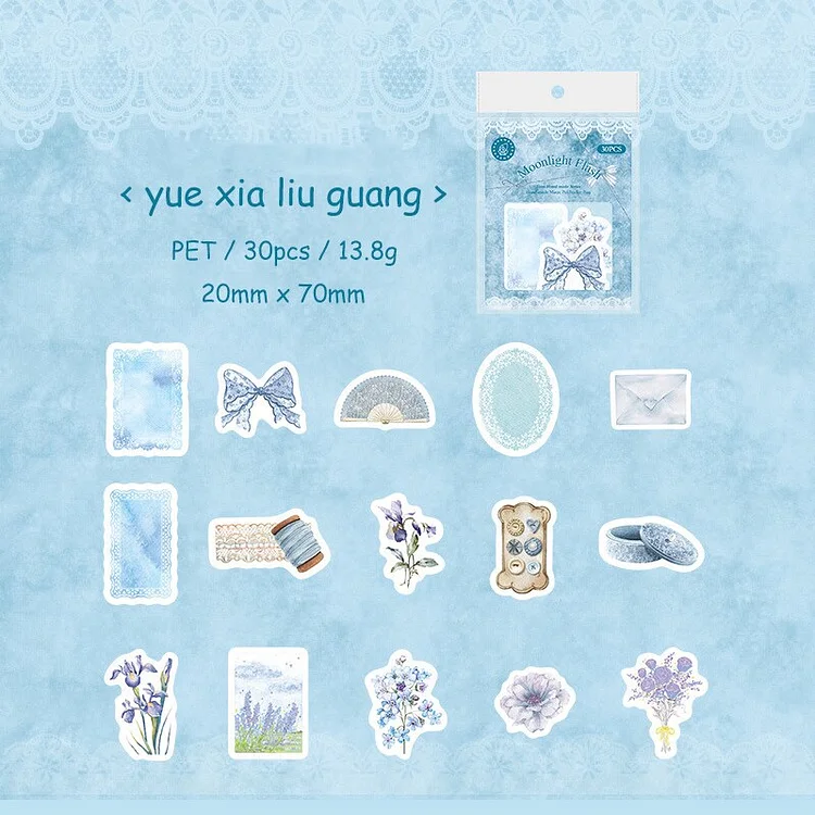 Journalsay 30 Sheets Vintage Matte Waterproof PET White Ink Sticker Creative DIY Journal Scrapbooking Stickers