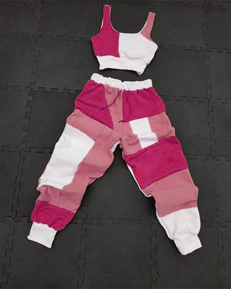 Women's Sporty Patchwork Printed Sets46