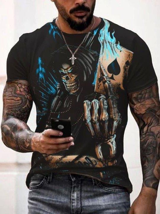 Black Casual Printed Crew Neck Cotton Shirts & Tops