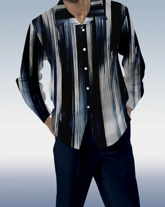 Suitmens Men's Color Block Print Long Sleeve Walking Suit 192