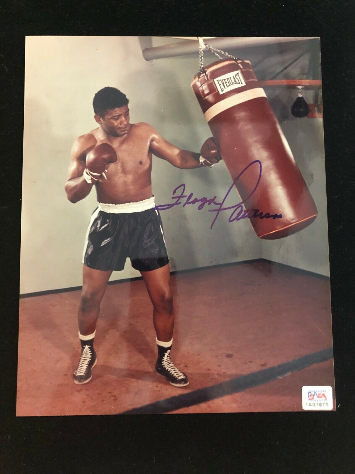 Floyd Patterson Autographed Signed Heavy Bag Workout Photo Poster painting - PSA # 1A07875