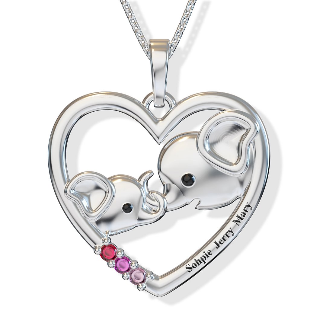 Vangogifts "In your heart" elephant pendant necklace