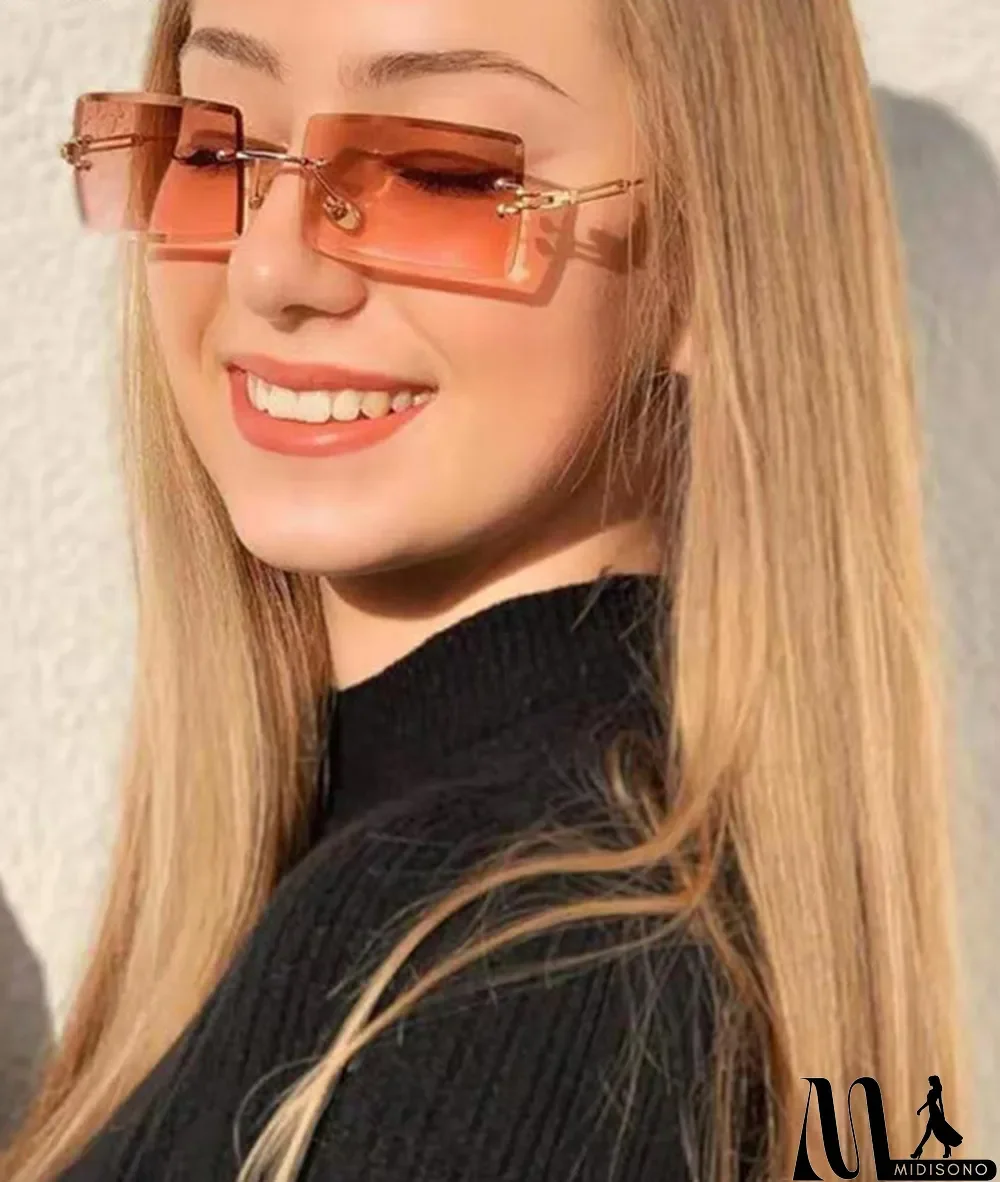 MidiSono - Women Rimless Metal Square Sunglasses