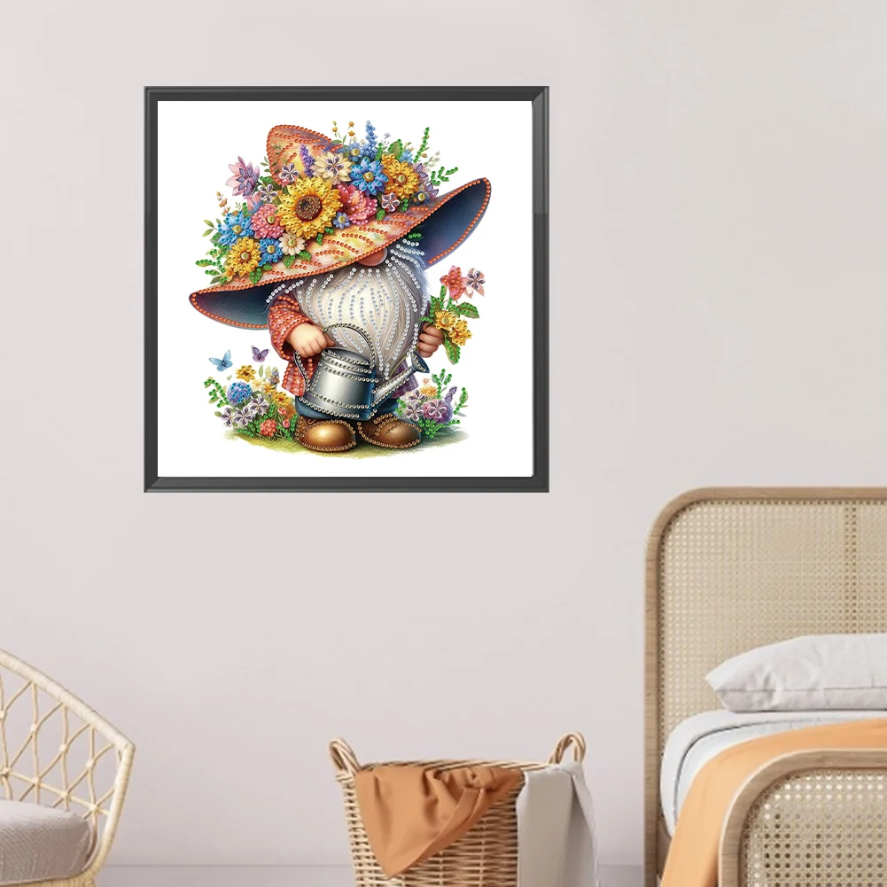 Diamond Painting - Partial Special Shaped Drill - Flower Gnome(Canvas|30*30cm)