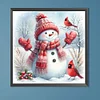 (40*40cm)Red Scarf Cardinal Snowman - Square Partial AB Drill Diamond Painting