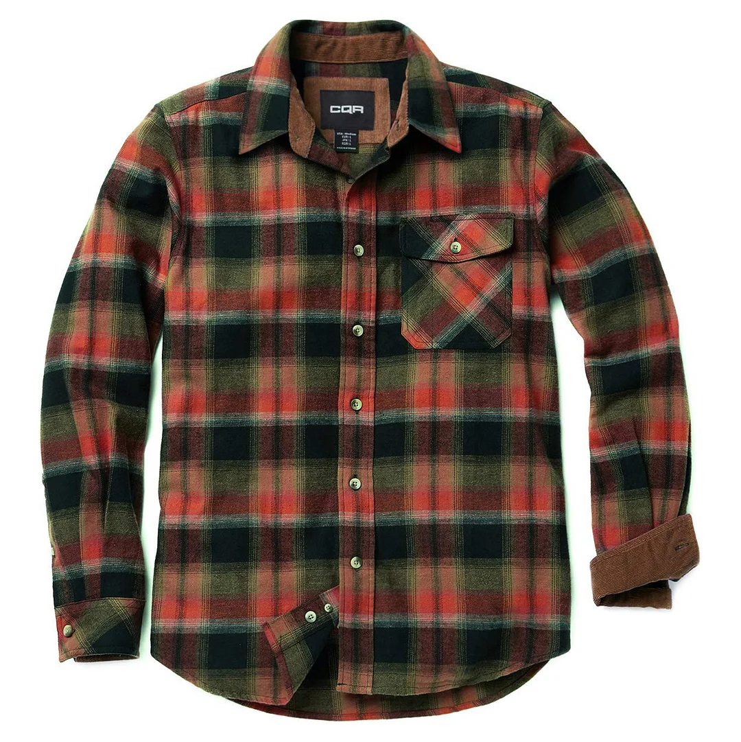 Men's Buck Camp Flannel Plaid Shirt Jacket、、URBENIE