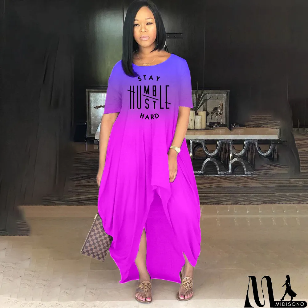 MidiSono - Casual Print Loose Irregular Maxi Dress