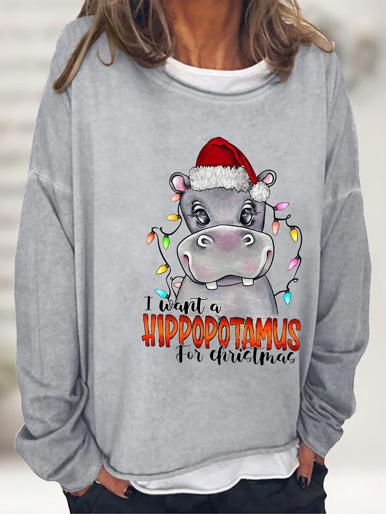 Women's I Want A Hippopotamus for   Lights Print Top