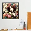 Retro Girl and Flower - Diamond Painting - Full Round Drill (Canvas|40*40cm)