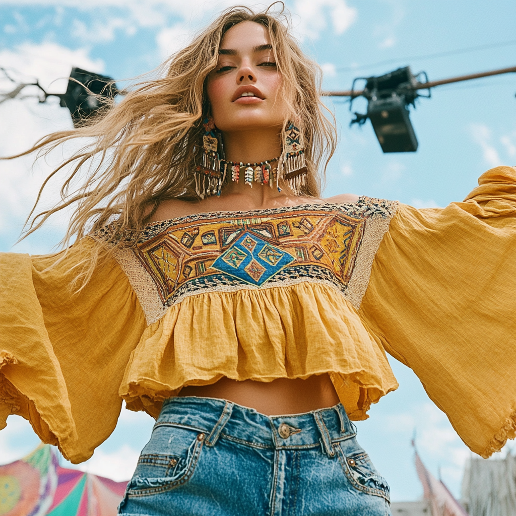 Women's One-shoulder Linen Top Casual Holiday Outdoor Short Bohemian Style T-shirt Comfortable Breathable Sexy Ethnic St