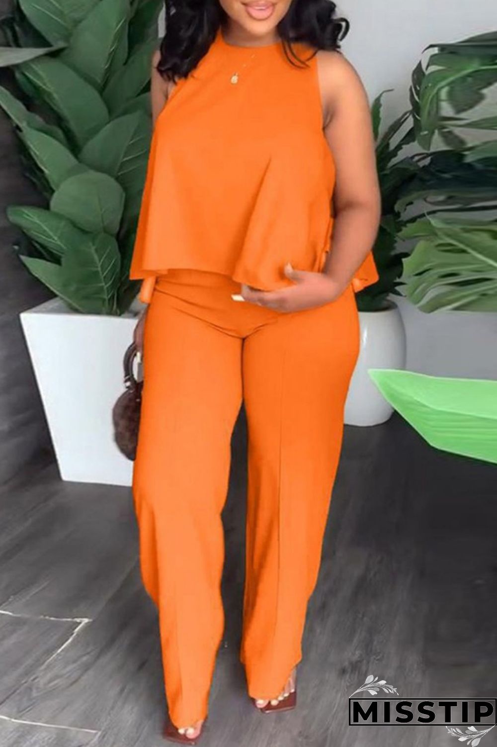 Black Casual Solid Basic O Neck Plus Size Two Pieces