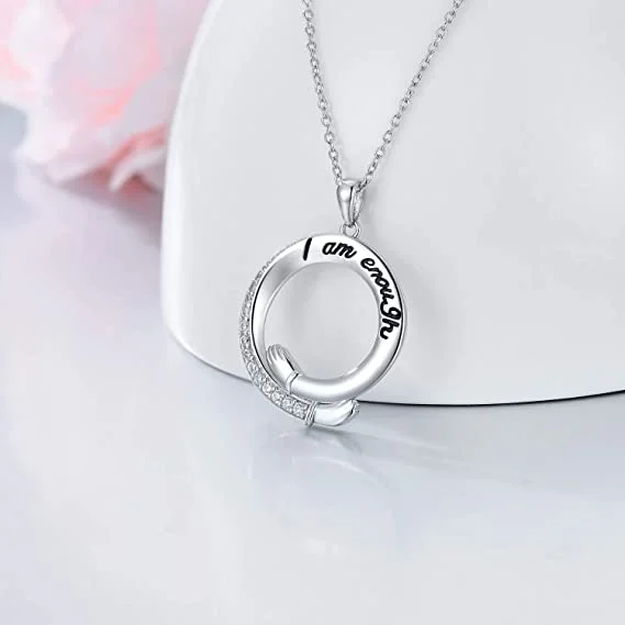 For Self - S925 I'm Enough Exactly As I am Circle Hug Necklace