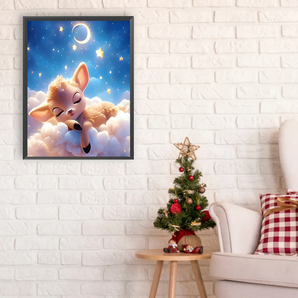 Full Round Diamond Painting 30*40cm - Deer Sleeping On The Cloud