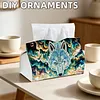 Gold Galaxy Blue Wolf DIY Diamond Painting PU Tissue Holder Box