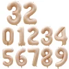 20PCS Retro Cream Caramel Party 0 - 9 Numbers 32" Aluminum Film Balloons Birthday Anniversary Decors