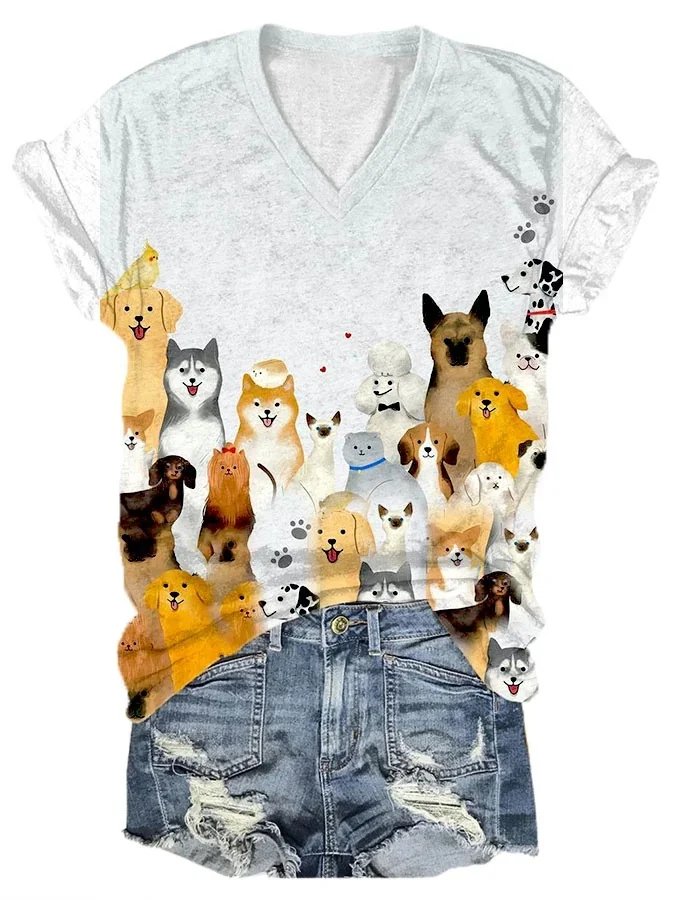 Women'S Dog Print T-Shirt