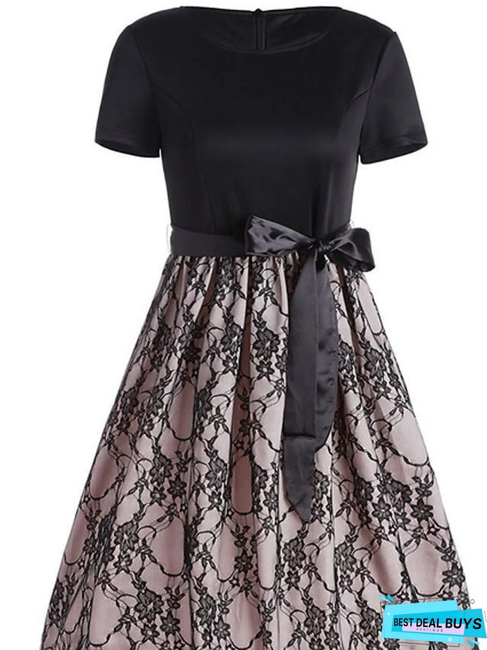 Women's Swing Dress Short Sleeve Geometric Black Dresses